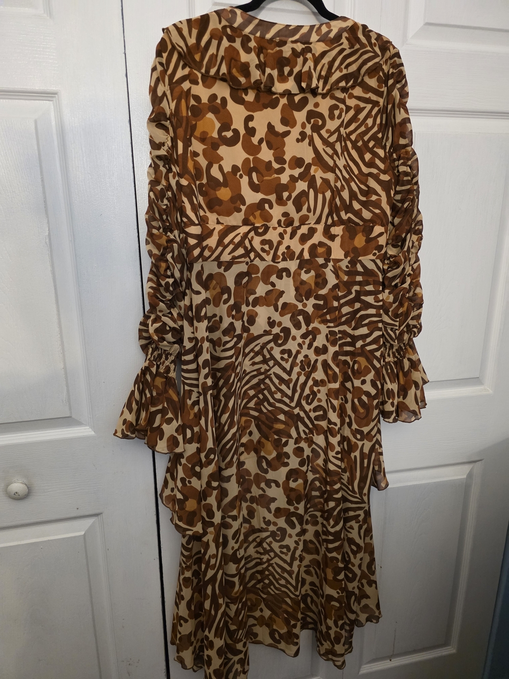 Brown Animal Print Tiered Hi Low Asymetrical Top - Picture 2 of 3